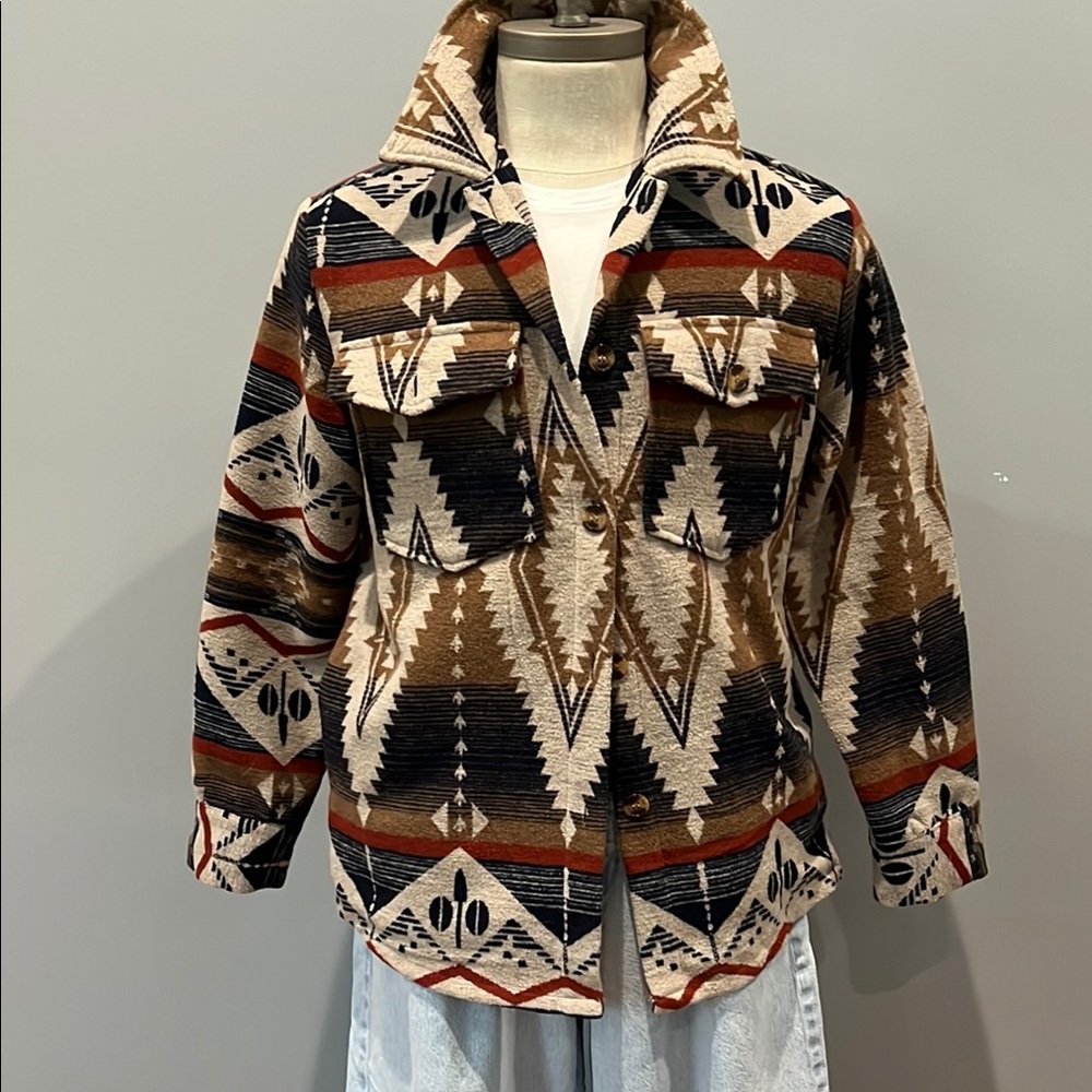 Geometric Patterned Shirt Jacket - image 6